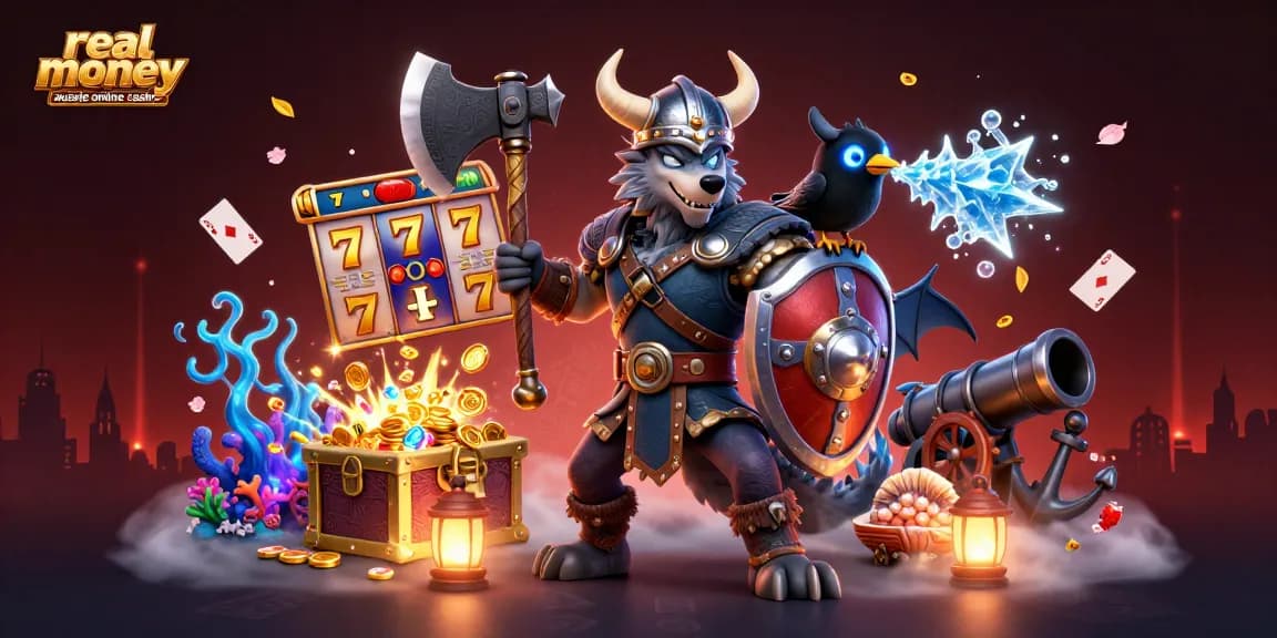 Experience thrilling action at a real money aussie online casino with dragons and Viking warriors.