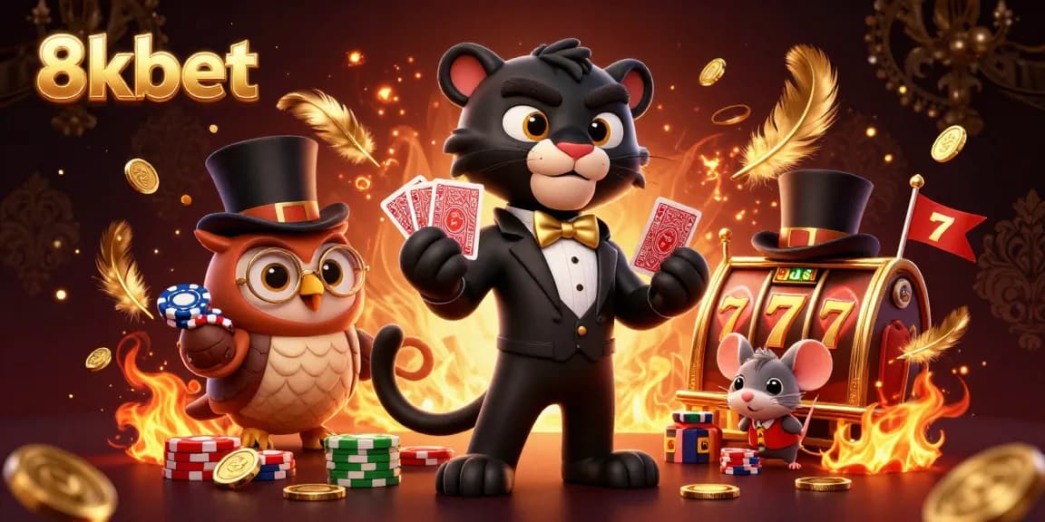 Win big at 8kbet with a lively 3D scene featuring dynamic characters and exciting casino elements.