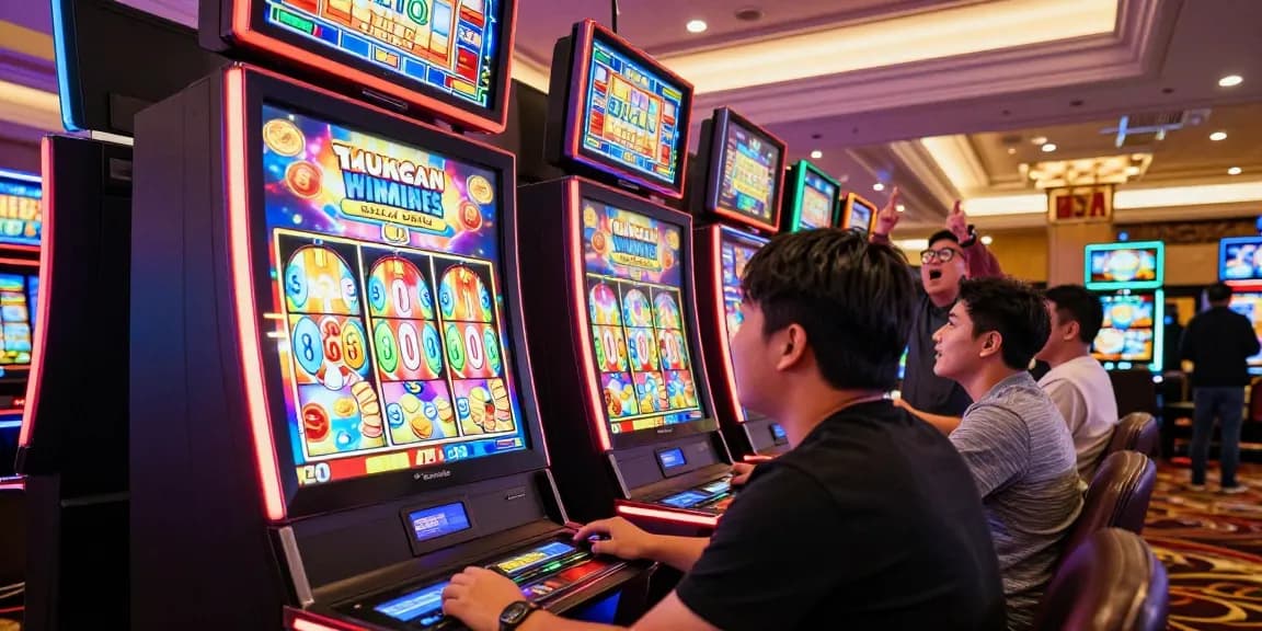 Engaged players enjoying slot gacor games in a vibrant casino environment.