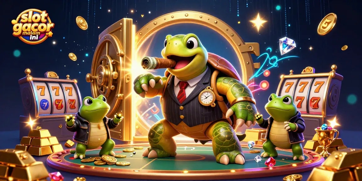 Experience the thrill of slot gacor malam ini with colorful characters in a vibrant casino scene.