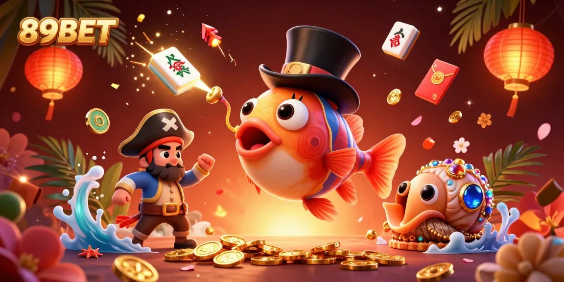 Engage with 89BET's vibrant casino experience featuring animated characters attracting golden coins.