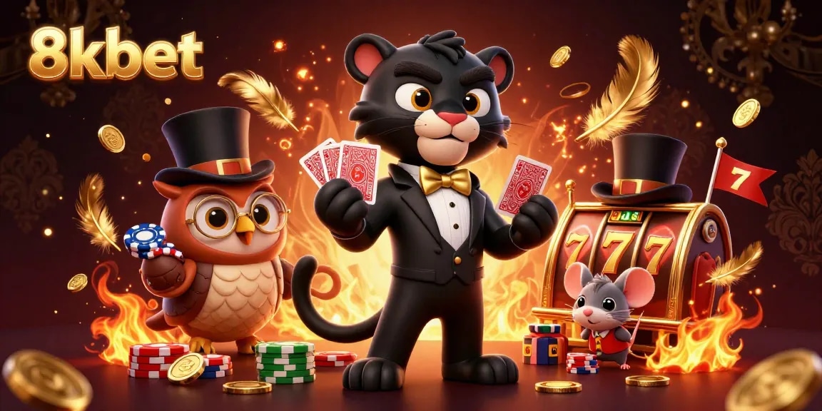 Win big at 8kbet with a lively 3D scene featuring dynamic characters and exciting casino elements.