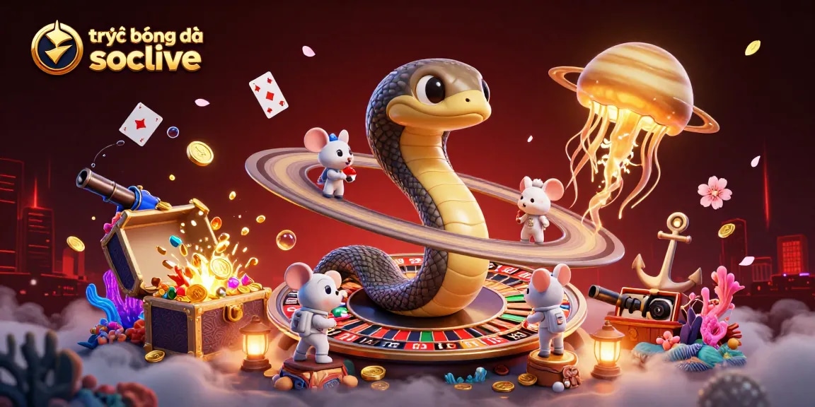 Experience trực tiếp bóng đá socolive with a dynamic casino scene featuring betting astronaut mice and a cosmic dealer.