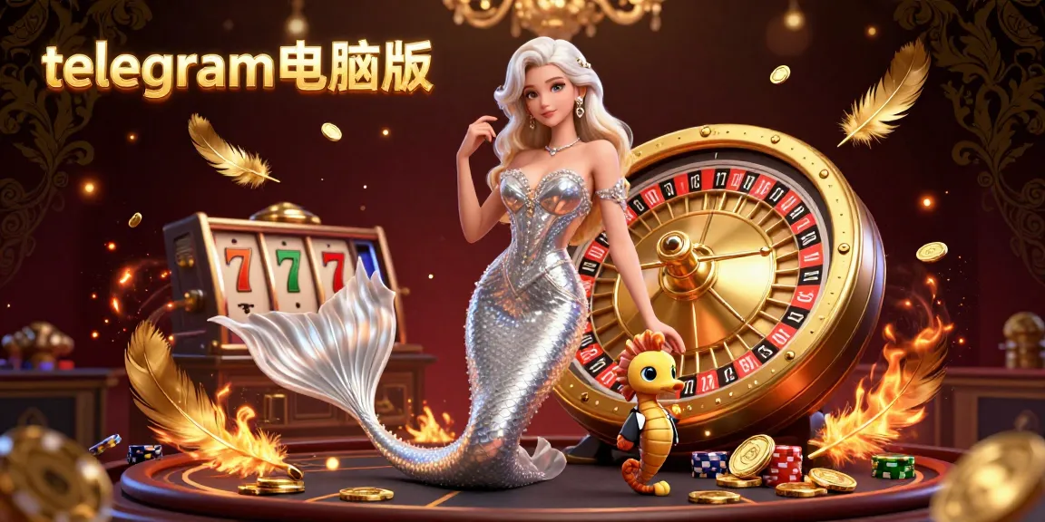 与telegram电脑版在赌场互动,迷人的女人和海马在金色硬币和生动氛围中转动轮盘。