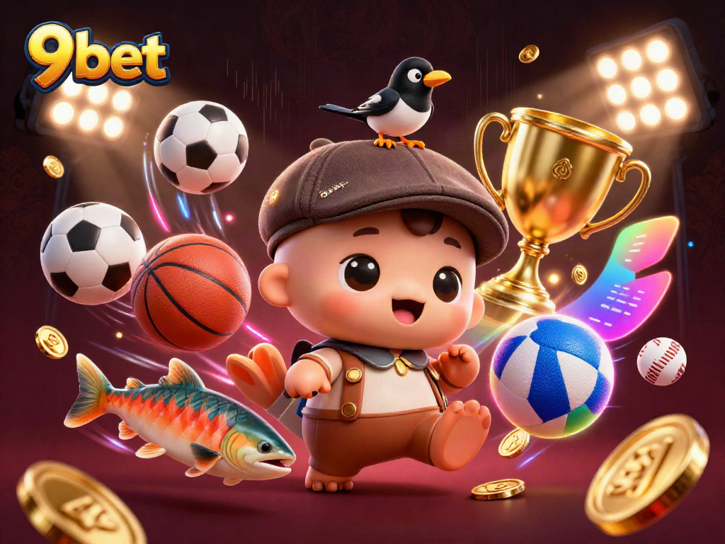 Experience thrilling sports action with 9bet in a magical casino setting featuring colorful characters and dynamic elements.