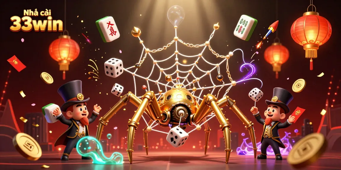 Engage with Nhà cái 33win and discover a vibrant steampunk casino world filled with golden web designs and dynamic gambling elements.