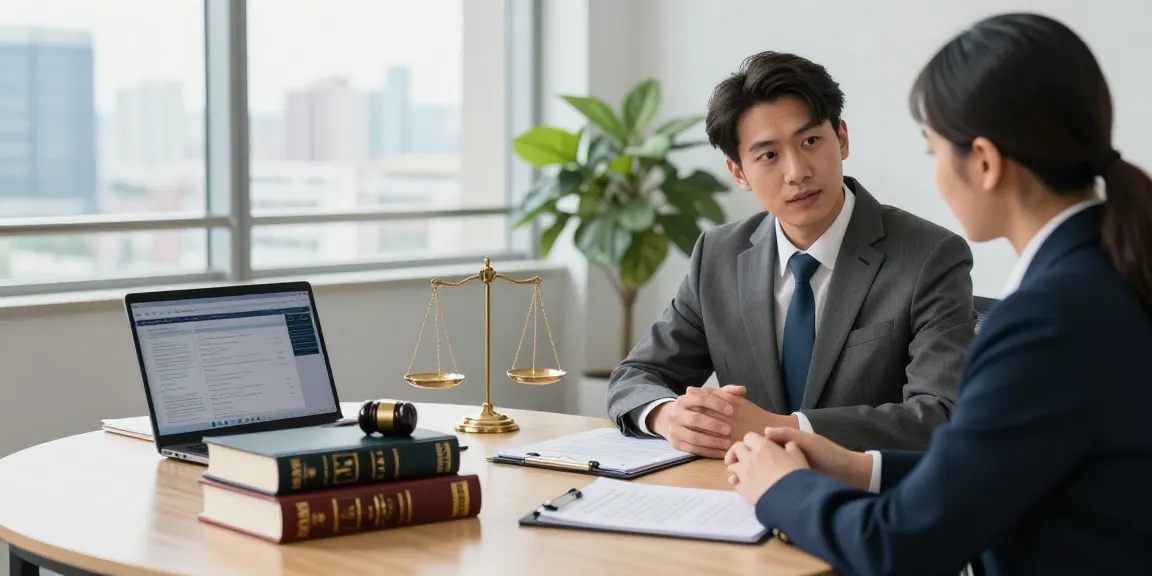 Criminal lawyer consultation in a modern office discussing legal strategies at bing