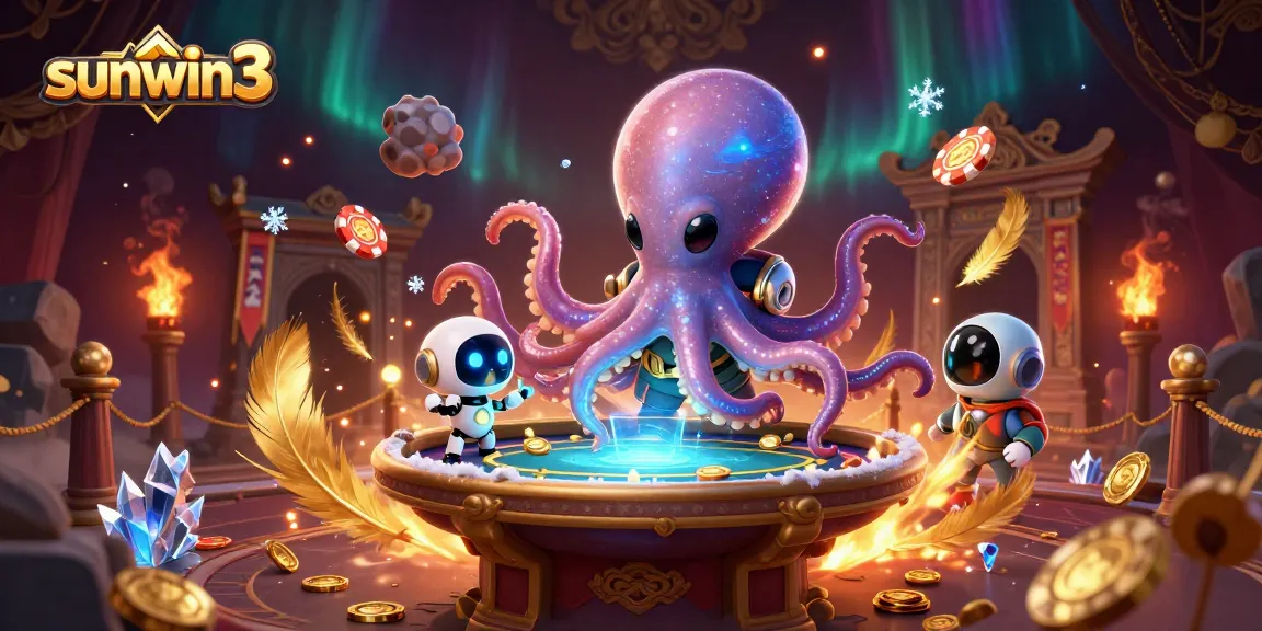 Join the action with sunwin3 at a holographic poker table, where an alien octopus and robot spin cosmic chips.