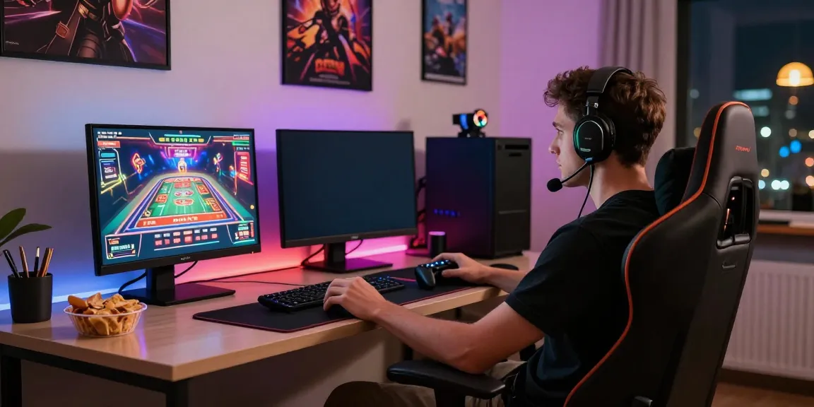 Engaging manclub gaming experience with vibrant visuals and cozy gaming setup