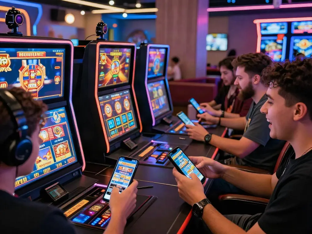Diverse players enjoying thrilling slot games at DA88's online gambling platform.