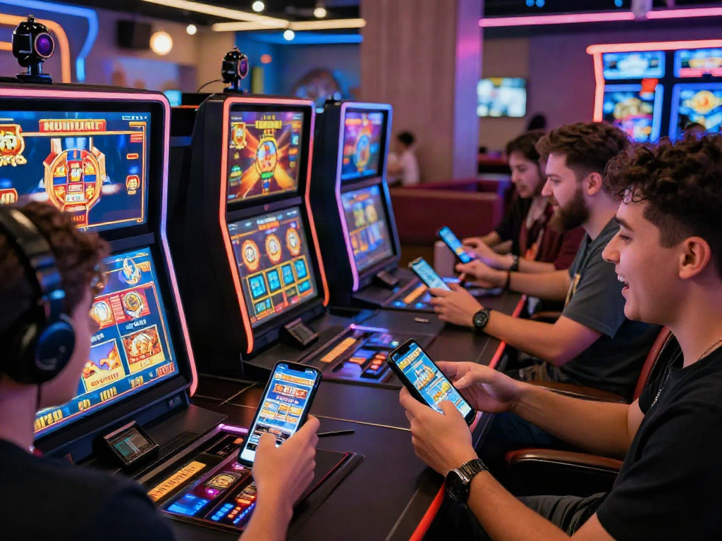 Diverse players enjoying thrilling slot games at DA88's online gambling platform.