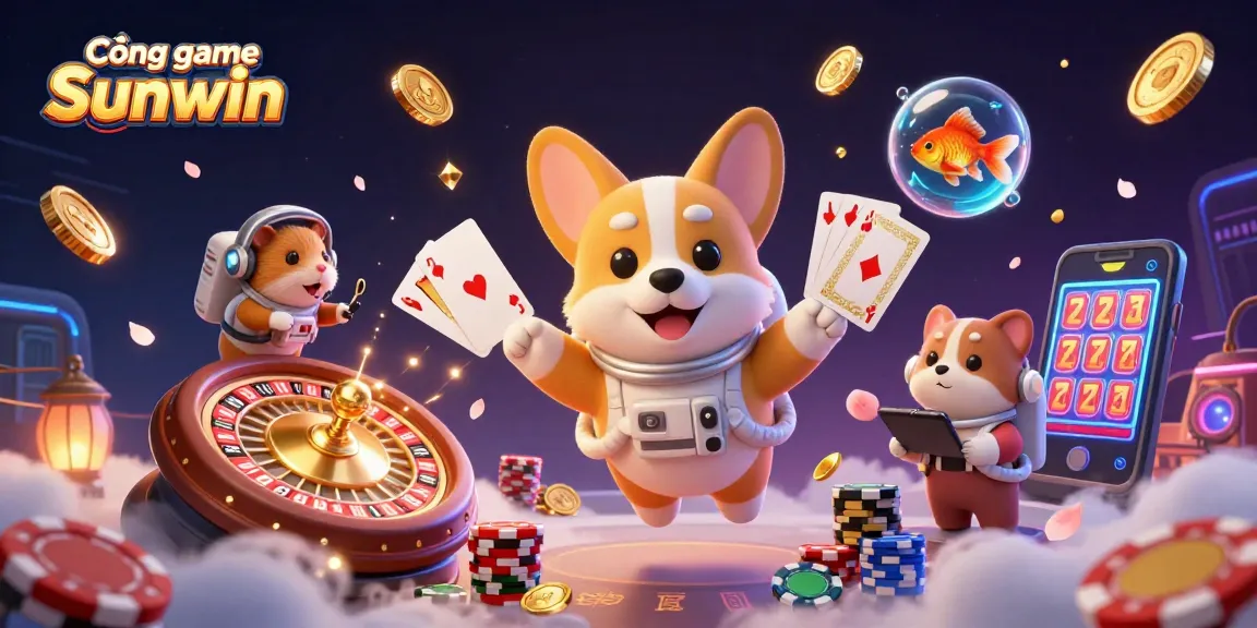 Experience thrilling games with Cổng game Sunwin in an energizing 3D casino scene full of vibrant action.