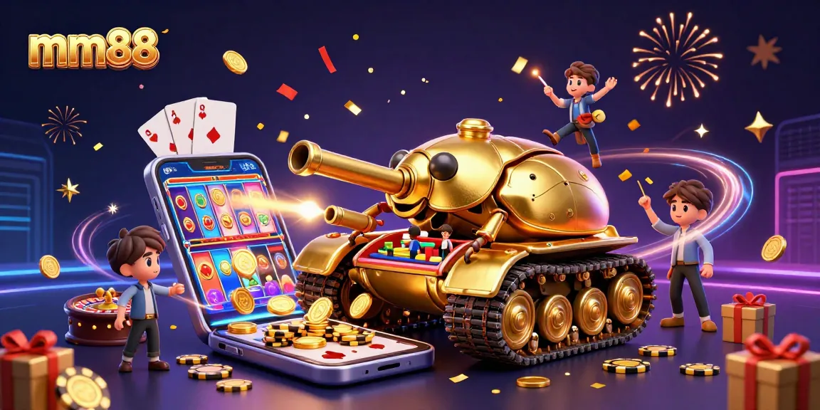 Experience excitement at mm88 with a vibrant 3D casino scene featuring dynamic gaming elements
