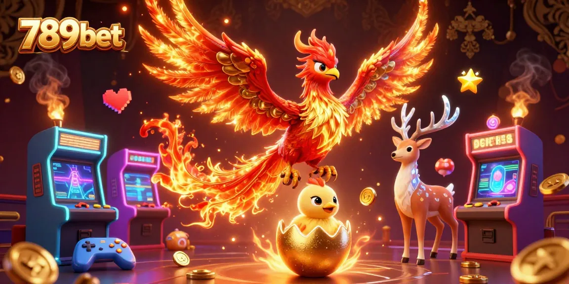 Đặt cược thú vị tại 789bet với hình ảnh phượng hoàng và kỳ lân trong một thế giới casino sôi động