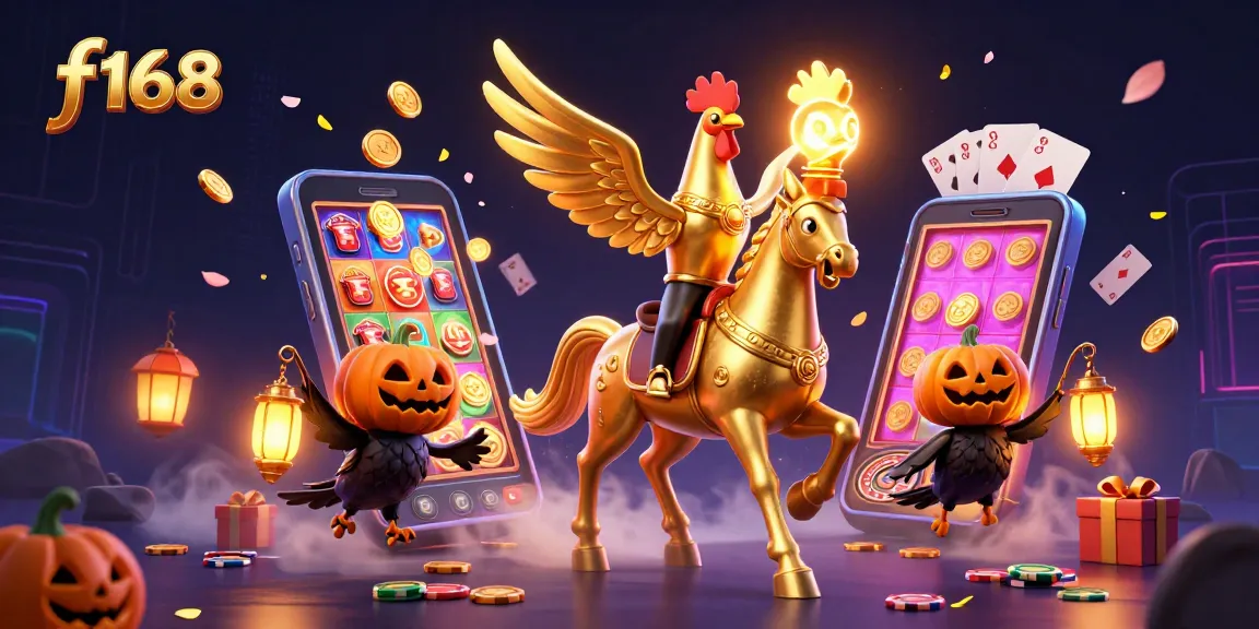Spin and win at f168 with the golden rooster in a mystical casino scene.