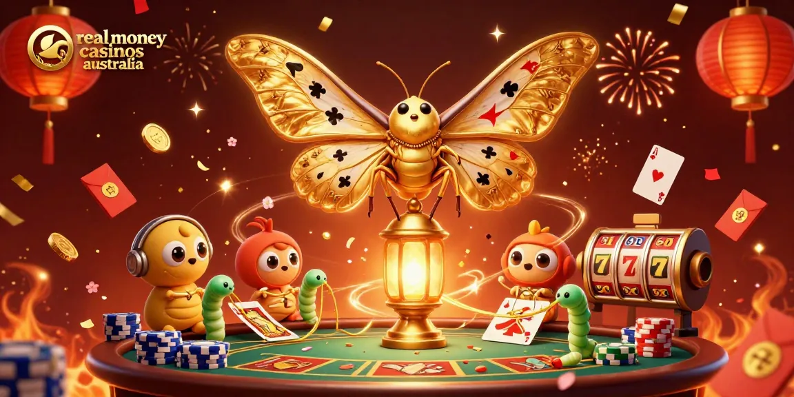 Experience real money casinos Australia with vibrant characters and casino-themed elements in a celebratory atmosphere.