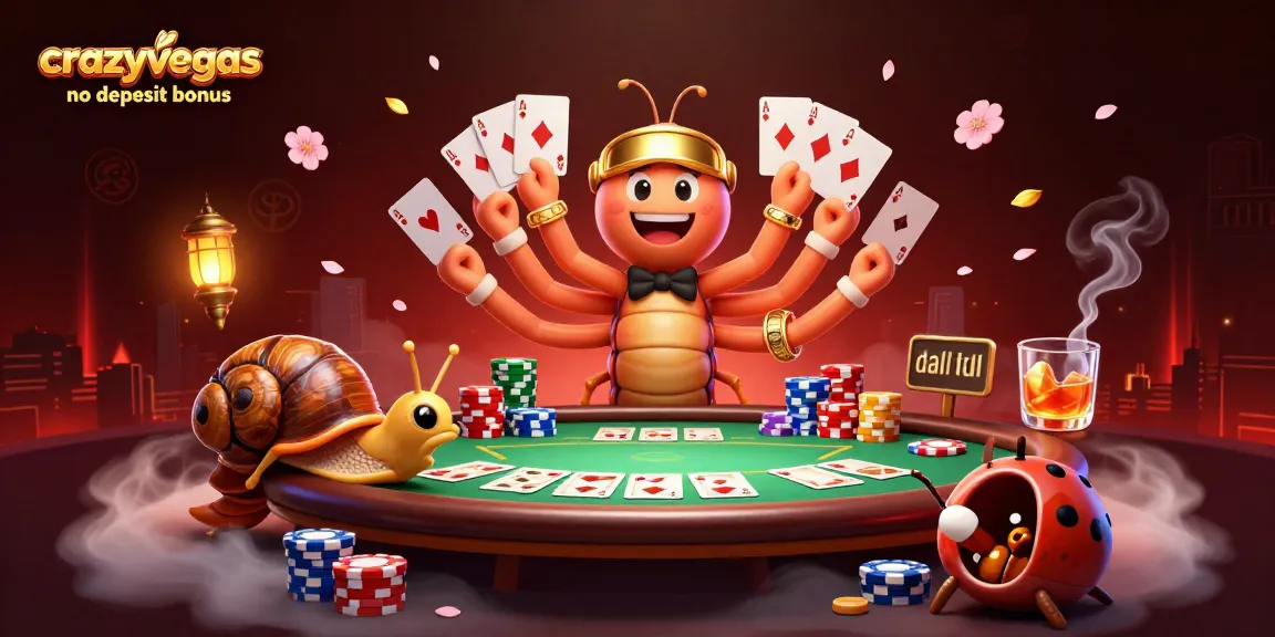 Experience the thrill of crazyvegas no deposit bonus with a vibrant casino scene of fun characters.