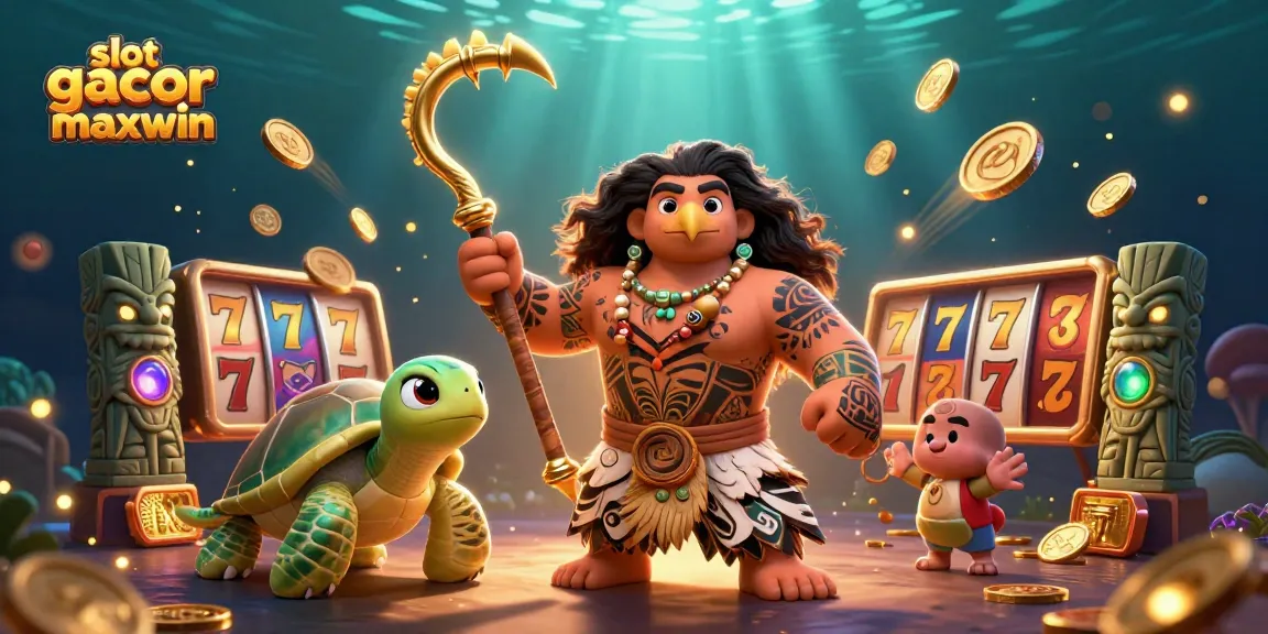 Experience thrilling gameplay with slot gacor maxwin as Polynesian heroes celebrate big wins among vibrant slot symbols.